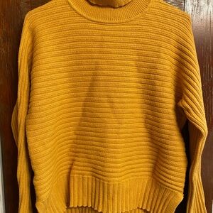 Jones New York Ribbed Cowlneck Sweater in Mustard Yellow